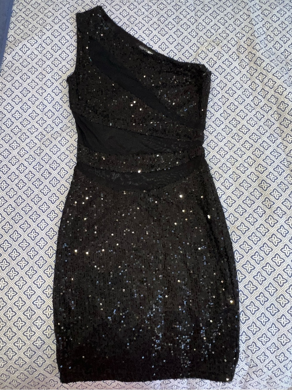 Fashion Nova Black One-Shoulder Sequin Cocktail Dress New without tags